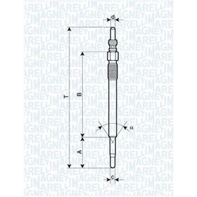 Kuva MAGNETI MARELLI 062900048304 Hehkutulppa 11V 10A M8X1 VOLVO: V50, V70 3, S80 II, PEUGEOT: 308 I SW, 206 Partner II Tepee, FORD: FIESTA 5 Van
