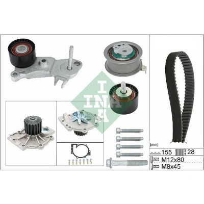 Kuva INA 530 0762 30 Vesipumppu + Jakohihnasarja Vesipumpulla VOLVO: V70 3, V60 I, XC60 I