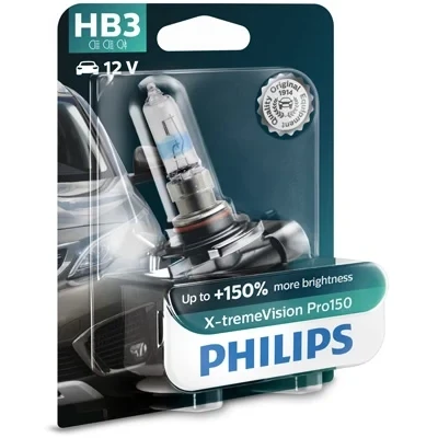 Kuva Halogeenilamppu PHILIPS X tremeVision Pro150 HB3 P20d CADILLAC, BMW, HONDA, LAND ROVER, JEEP, VOLVO, SUBARU, ALPINA, SUZUKI, SAAB, RENAULT, INFINIT