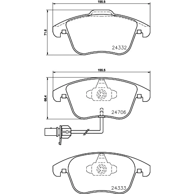 Kuva HELLA 8DB 355 013 861 Jarrupalat kulumisvaroitinkoskettimella AUDI: A4 B8 Avant, Sedan, A5 Sportback