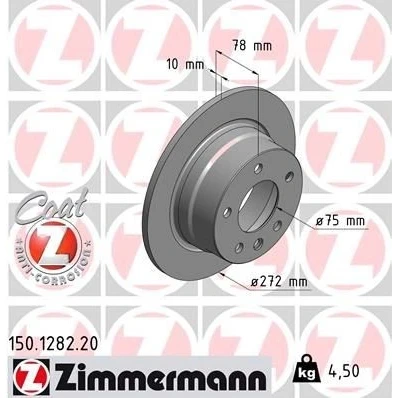 Kuva ZIMMERMANN COAT Z 150.1282.20 Jarrulevyt 272 10 6/5 5 120 täysi pinnoitettu hiiliteräs BMW: 3 Compact