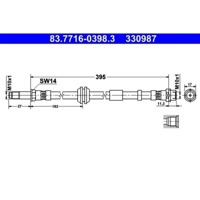 Kuva ATE 83.7716 0398.3 Jarruletku 395 M10x1 VOLVO: V50, S40 II