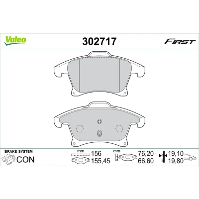 Kuva VALEO 302717 Jarrupalat Etuakseli Ilman kulumisenilmaisinta Huudonvaimennuspellillä FORD: Galaxy Mk3 MPV, Mondeo 5 Kombi,