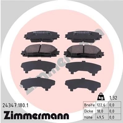 Kuva ZIMMERMANN 24347.180.1 Jarrupalat Valokuva vastaa toimituslaajuutta TOYOTA: Yaris II Hatchback, III Hatchback