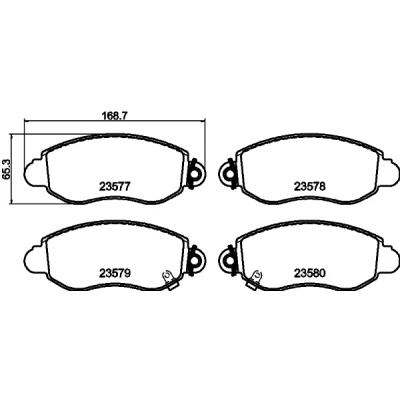 Kuva HELLA 8DB 355 019 361 Jarrupalat akustisella kulumavaroittimella Jarrusatulan ruuveilla FORD: Transit Mk5 Bussi, Van