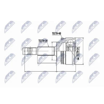 Kuva Nivelsarja, vetoakseli, Pyörän puoli Toyota Avensis, Avensis kombi, liftback, verso OE 43420 05 130, 43470 09 541, 46410 310