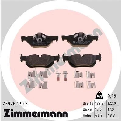Kuva ZIMMERMANN 23926.170.2 Jarrupalat Sis. kulumisenilmaisimen Valokuva vastaa toimituslaajuutta BMW: 3 Touring, Sedan, Coupe