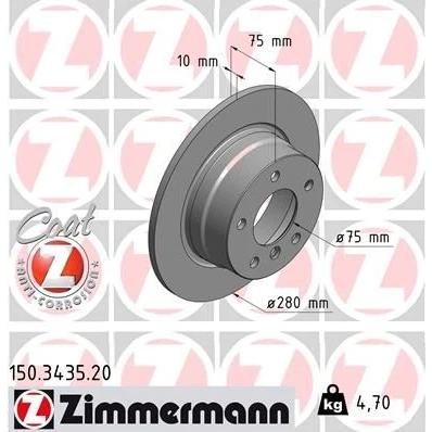 Kuva ZIMMERMANN COAT Z 150.3435.20 Jarrulevyt 280 10 6/5 5 120 täysi pinnoitettu hiiliteräs BMW: Z4 Roadster