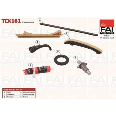 Kuva FAI AutoParts TCK161 Jakoketjusarja Tiivisteillä, ilman hammaspyöriä Yksinkertainen, Niittiketju