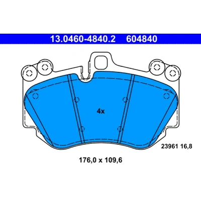 Kuva ATE 13.0460 4840.2 Jarrupalat Kulumisenilmaisemelle, Ilman kulumisenilmaisinta PORSCHE: Cayenne