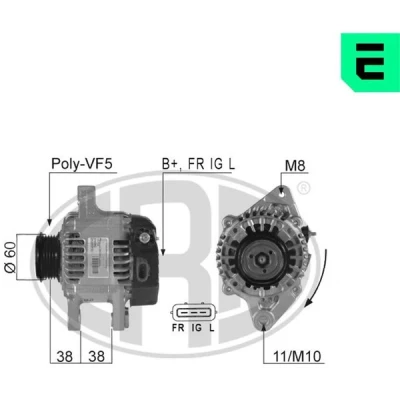Kuva ERA 210392A Laturi 14V 70A TOYOTA: Yaris I Hatchback, Verso
