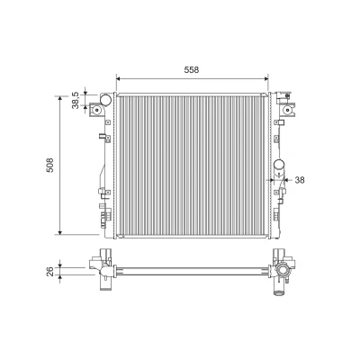 Kuva VALEO 701417 Jäähdytin Alumiini 558mm 508mm 26mm lman kylmäainesäädintä Jäähdytysrivat juotetut JEEP: Wrangler III SUV (JK) 2.8 CRD, 3.6 V6, 3.8 RWD