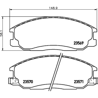 Kuva HELLA 8DB 355 009 991 Jarrupalat akustisella kulumavaroittimella Tarvikkeilla HYUNDAI: H 1 Travel, Santa Fe I, Van, SSANGYONG: Rexton W