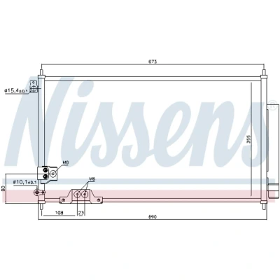 Kuva NISSENS 94788 Ilmastoinnin Lauhdutin Vedenerottimella Alumiini 690 R 134a HONDA: Accord 7 Limousine