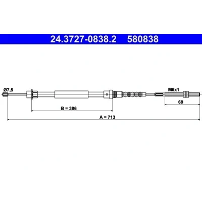 Kuva ATE 24.3727 0838.2 Käsijarruvaijeri 713 PEUGEOT: 607 Sedan