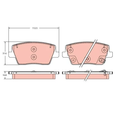 Kuva TRW GDB2355 Jarrupalat akustisella kulumavaroittimella HYUNDAI: i30 III Hatchback