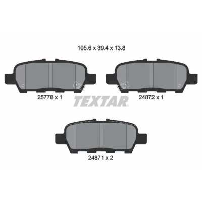 Kuva TEXTAR 2577801 Jarrupalat akustisella kulumavaroittimella NISSAN: Leaf I, II, Juke, SUZUKI: Grand Vitara 2 SUV, INFINITI: FX M35 III