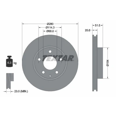 Kuva TEXTAR PRO 92267503 Jarrulevyt MAZDA: 3 Hatchback, Sedan, CX