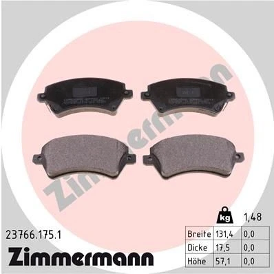 Kuva ZIMMERMANN 23766.175.1 Jarrupalat akustisella kulumavaroittimella Valokuva vastaa toimituslaajuutta TOYOTA: Corolla IX Hatchback, Sedan