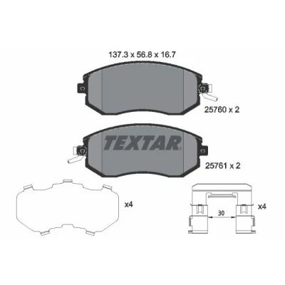 Kuva TEXTAR 2576001 Jarrupalat akustisella kulumavaroittimella Tarvikkeilla SUBARU: Forester IV, III, Outback V, TOYOTA: GT86 Coupe