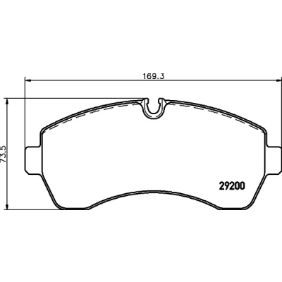 Kuva HELLA 8DB 355 005 531 Jarrupalat Kulumisenilmaisemelle Jarrusatulan ruuveilla Tarvikkeilla MERCEDES BENZ: Sprinter 3.5 T Van, Bussi