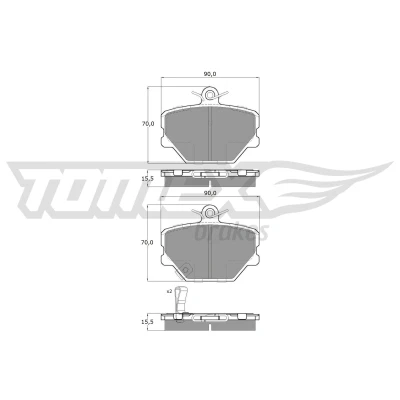 Kuva TOMEX brakes TX 15 07 Jarrupalat Etuakseli akustisella kulumavaroittimella SMART: Fortwo I Coupe, City II Coupe