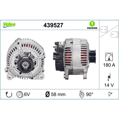 Kuva VALEO 439527 Laturi 14V 180A AUDI: Q7, A6 C6 Sedan, Avant, VOLKSWAGEN: Touareg I