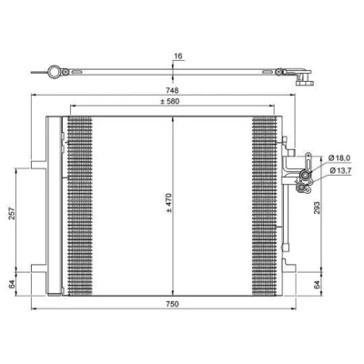 Kuva NRF EASY FIT 35884 Ilmastoinnin Lauhdutin Vedenerottimella, Tiivisterenkaalla 18 13,7 Alumiini 580 VOLVO: V70 3, S80 II, V40 Hatchback