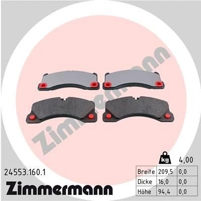 Kuva ZIMMERMANN 24553.160.1 Jarrupalat Kulumisenilmaisemelle Valokuva vastaa toimituslaajuutta PORSCHE: Macan, Panamera, Cayenne, VOLKSWAGEN: Touareg II