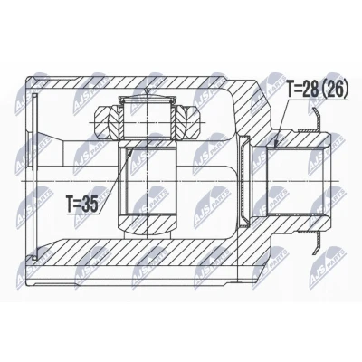 Kuva Nivelsarja, vetoakseli, Vaihteiston puoli, Etuakseli, oikea HYUNDAI, KIA OE 49501 2W350, 2W450, C5050