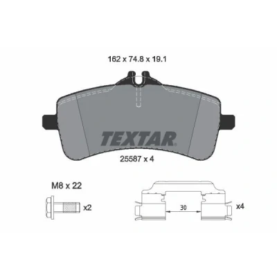 Kuva TEXTAR 2558701 Jarrupalat Kulumisenilmaisemelle Jarrusatulan ruuveilla Tarvikkeilla MERCEDES BENZ: S sarja Sedan