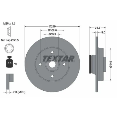 Kuva TEXTAR PRO 92194103 Jarrulevyt PEUGEOT: 308 I Hatchback, SW, CITROËN: C4 Coupe, Picasso 1, II Hatchback