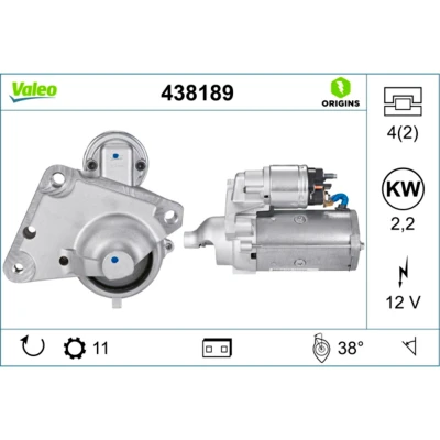 Kuva VALEO NEW ORIGINAL PART 438189 Starttimoottori 12 2,2 11 PEUGEOT: 508 I Sedan, 407 206 Hatchback, CITROËN: C5 III Farmari, C4 Hatchback
