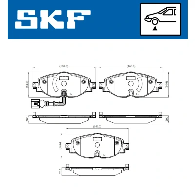 Kuva SKF VKBP 80018 E Jarrupalat Sis. kulumisenilmaisimen VOLKSWAGEN: Passat B8 Variant, Golf 7 7, SKODA: Octavia 3 Combi