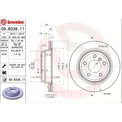 Kuva BREMBO COATED DISC LINE 09.B338.11 Jarrulevyt 300 20 5 tuuletettu sisältä pinnoitettu hiiliteräs Ruuveilla BMW: 4 Gran Coupe, 3 GT, Sedan