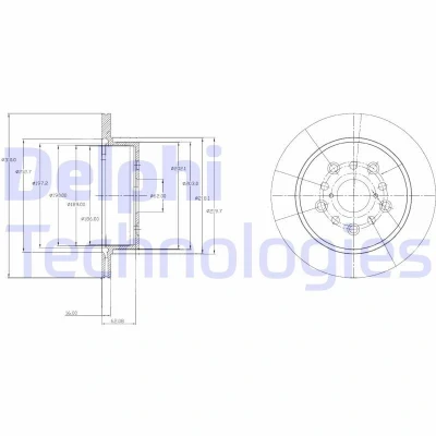 Kuva DELPHI BG4216 Jarrulevyt 310 16 5 Tuuletettu rasvattu käsittelemätön ilman pyöränlaakeria, ABS sensorirengasta LEXUS: LS II, III