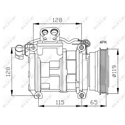 Kuva NRF 32122 Ilmastoinnin Kompressori 10PA17C 12 PAG 46 R12 kompressoriöljyllä, Tiivisterenkaalla BMW: 3 Sedan