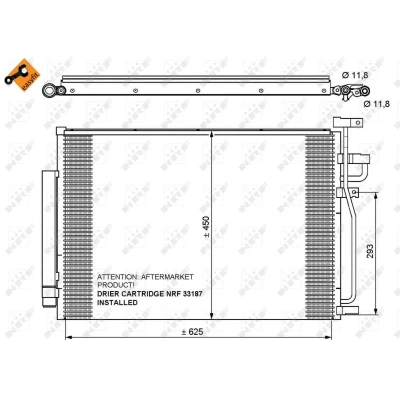 Kuva NRF EASY FIT 35775 Ilmastoinnin Lauhdutin Tiivisteillä Vedenerottimella 12 Alumiini 625 CHEVROLET: Captiva, OPEL: Antara
