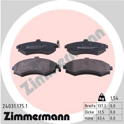 Kuva ZIMMERMANN 24031.175.1 Jarrupalat akustisella kulumavaroittimella Valokuva vastaa toimituslaajuutta KIA: Cerato Hatchback, Sedan