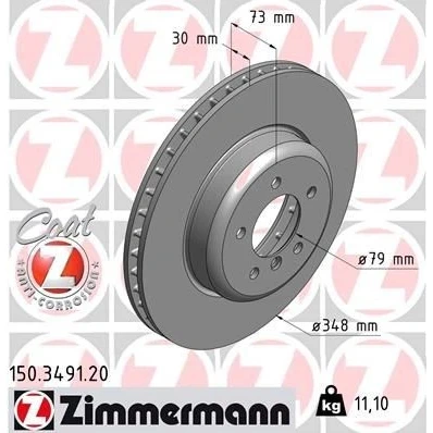Kuva ZIMMERMANN COAT Z 150.3491.20 Jarrulevyt 348 30 6/5 5 120 tuuletettu sisältä pinnoitettu hiiliteräs BMW: Z4 Roadster