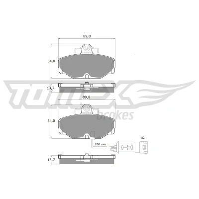 Kuva TOMEX brakes TX 10 671 Jarrupalat Taka akseli Sis. kulumisenilmaisimen FORD: Sierra Mk1 Hatchback, Mk2 Sedan, Hatchback