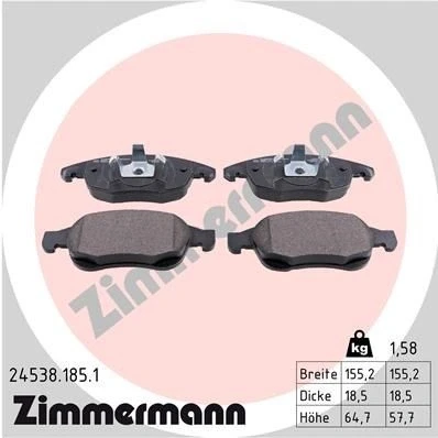 Kuva ZIMMERMANN 24538.185.1 Jarrupalat Valokuva vastaa toimituslaajuutta CITROËN: C4 I Grand Picasso, Berlingo II, II Hatchback, PEUGEOT: 5008