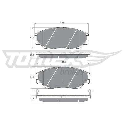 Kuva TOMEX brakes TX 17 09 Jarrupalat Etuakseli akustisella kulumavaroittimella HYUNDAI: Terracan