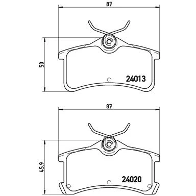 Kuva BREMBO P 83 084 Jarrupalat akustisella kulumavaroittimella Ilman tarvikkeita TOYOTA: Avensis I Farmari, Sedan, Corolla VIII Sedan