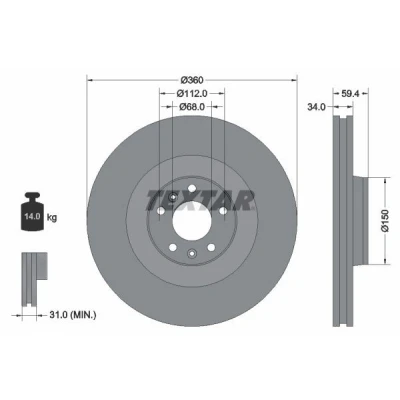 Kuva TEXTAR 92122205 Jarrulevyt AUDI: A6 C6 Sedan, A8 D3, D2