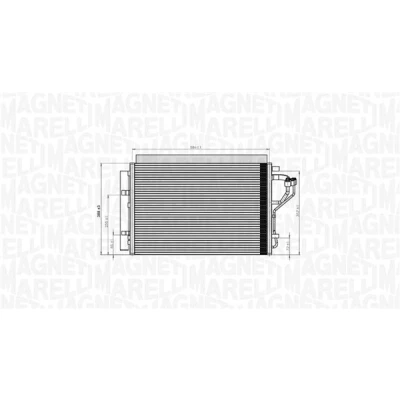 Kuva MAGNETI MARELLI 350203851000 Ilmastoinnin Lauhdutin Vedenerottimella 586x388x16 388 586 16 PEUGEOT: 206 Hatchback, SW, 206+ Hatchback