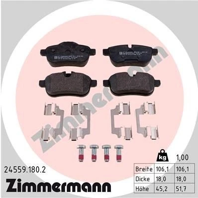 Kuva ZIMMERMANN 24559.180.2 Jarrupalat Ruuveilla Valokuva vastaa toimituslaajuutta, Jousella BMW: Z4 Roadster