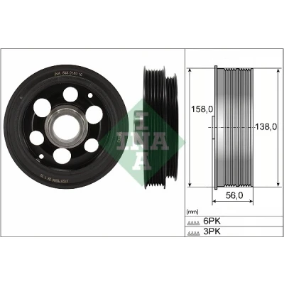 Kuva INA 544 0180 10 Kampiakselin Hihnapyörä 158 FORD: Transit Custom V362 Bussi, Van, Mondeo 5 Kombi
