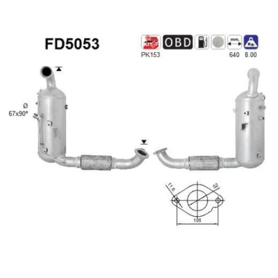 Kuva AS FD5053 Hiukkassuodatin Euro 5 Kordieriitti VOLVO: V70 3, V50, S40 II, FORD: MONDEO 4 Turnier, S Max Mk1, Galaxy Mk2 MPV, MAZDA: 3 Hatchback