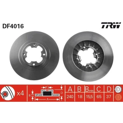 Kuva TRW DF4016 Jarrulevyt 240 18 4 94 Tuuletettu